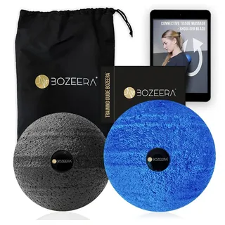 BOZEERA [FASZIENKUGEL 10CM & 8CM] Faszienball Set – Faszienbälle zur Massage von Schulter, Rücken - Massageball 10cm & 8cm - Inkl. Video, Booklet Tasche– Premium Faszienball Set
