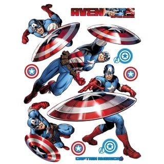 AG Design Marvel Captain America Wand Sticker, 1 Teil, PVC-Folie (Phtalate-Free), Multicolor, 65 x 85 cm