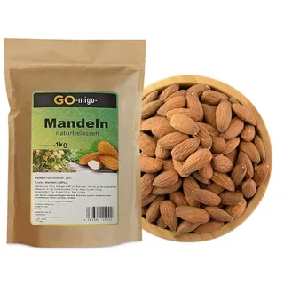 1kg Kalifornische Mandeln naturbelassen Mandelnkerne braun Top & Frisch