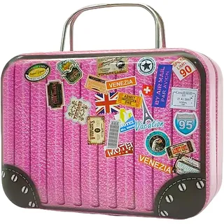 Niuhong Mini Niedlicher Reisekoffer Kleine Deko-Koffer Weißblech Box Urlaubskasse Aufbewahrungsbox Lustige Kreative Koffer Spardose Miniatur Geschenk Geldkoffer Geburtstag Hochzeit Geschenkkoffer (A)
