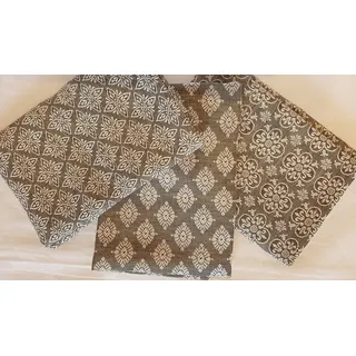 Übelhör - 3 er Set Geschirrtücher - Ornament - Halbleinen - 50% Leinen, 50% Baumwolle - gewebt 48 x 70cm - Mocca