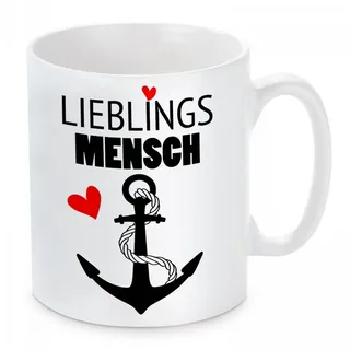 Herzbotschaft Tasse Kaffeebecher mit Motiv Lieblingsmensch, Keramik, Kaffeetasse spülmaschinenfest und mikrowellengeeignet