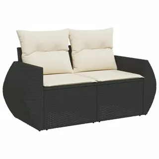 vidaXL Gartensofa 2-Sitzer Loungesofa schwarz