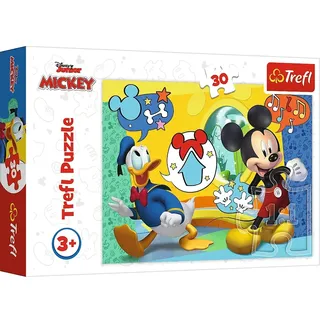Tréfl - Mickey, Mickey Mouse et Happy House - Puzzle 30 éléments - Puzzles Colorés avec des Personnages Disney, Mickey Mouse, Divertissement créatif, Amusant pour les enfants à partir de 3 ans