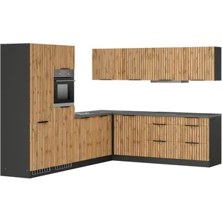 kochstation Winkelküche L-Form 300 x 240 cm beige