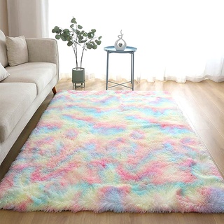 ZHOUZEKAI-Teppich wohnzimmerteppich Langflor - Teppiche für Wohnzimmer flauschig Shaggy Schlafzimmer Bettvorleger/Outdoor Carpet,Sofa Matte (Pink Lila, 80 x 120 cm)