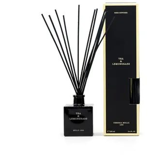 Asphald Raumduft Cereria Molla 1899 Mikado Tea & Lemongras Raumduft Diffuser Premium (Set, 1 Raumduft mit Duftstäbchen), Exquisites Design schwarz