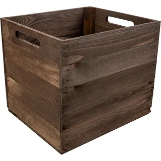 Creative Deco Holzkiste Holzbox passend für alle Kallaxregale 33 x 37 x 33 cm (4 St), Geschliffenes Holz Aufbewahrungsbox Regalbox Spielzeugkiste braun