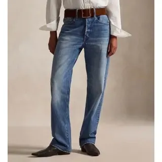 Polo Ralph Lauren für Damen. 211969410001 Relaxed Straight Fit Jeans mit hohem Bund blau (29/32), Lässig, Baumwolle, Denim