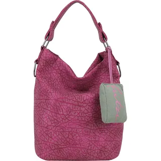 Schultertasche FRITZI AUS PREUSSEN "Ella Hobo", Damen, Gr. B/H/T: 27cm x 37cm x 17cm onesize, pink (wild berry), 100% Polyurethan, unifarben, Taschen Schultertasche, mit Canvas-Anhänger