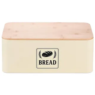Relaxdays Brotkasten Bambus Beige/Schwarz
