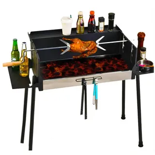 Rutaqian Holzkohlegrill Holzkohlegrill Camping Grill Holzkohle,Klappgrill Tragbarer Grill, für 5-16 Personen, Für Camping Garten Picknick Party, 103x 44x 83 cm schwarz