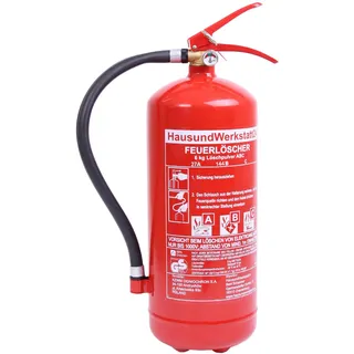 HausundWerkstatt24 6 kg Pulver-Feuerlöscher 9 LE mit Manometer (27 A 144 B C Dauerdrucklöscher GP-6X Instandhaltungsnachweis)
