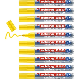 edding 250 Whiteboardmarker - gelb - 10 Whiteboard Stifte - Rundspitze 1,5-3 mm - Boardmarker abwischbar - für Whiteboard, Flipchart, Magnettafel, Pinnwand, Memoboard - Sketchnotes