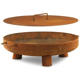 BBQ-Toro Feuerschale Feuerschale Ø 60 cm mit Deckel, Rostoptik, Outdoor Dreibein Feuerstell, (Set, Feuerschale und Deckel), Hitzebeständig braun
