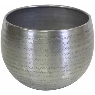 Blumentopf ALMERIA XS Silber aus Aluminium mit Hammerschlag Übertopf Boho Chic Pflanzkübel Designer Blumenkübel ABK404 Casa Moro
