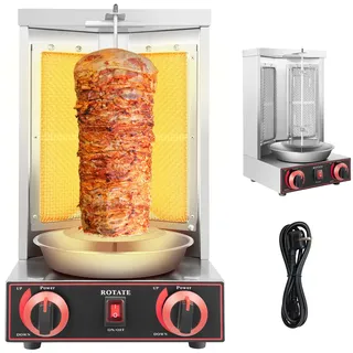 LKHDONG Dönergrill Gas Vertikalgrill 3000W Elektrogrill Tischgrill Elektrogrill Hähnchengrill Vertikaler Kebap Grill 360° Drehbaren Grillmaschine für Rind, Schwein, Huhn