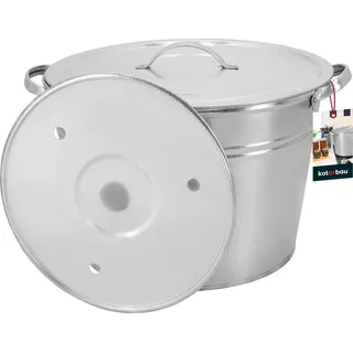 KOTARBAU® Einkochtopf groß mit Deckel & Zwischenboden 25l Stahl verzinkt Zinkeimer großer Kochtopf 25 Liter Suppentopf Gulaschkessel Kocheimer