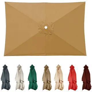 Rechteckiger Sonnenschirm Ersatzbezug 2X3m, Ampelschirm Bezug mit 6 Streben, Terrassenschirm Ersatzdach für den Garten, Balkon, Pool, Strand(Khaki)