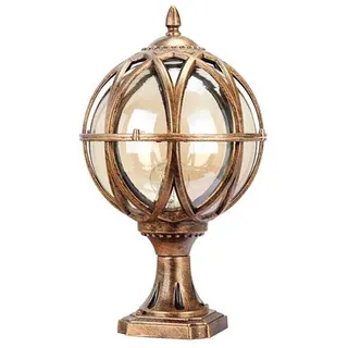 Außen Retro Kugel Sockelleuchte Bronze Gartenleuchte Wasserdichte IP54 E27 Zaunleuchte Terrasseleuchte Im Freien Innenhöfe Balkon Landhaus Landschaft Wegeleuchte (17.5 * 11.5 * 32 cm)