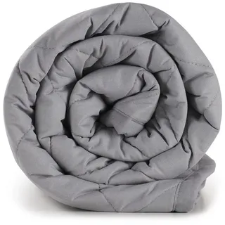 Blumtal 6 kg Gewichtsdecke 135x200 cm - Schwere Bettdecke mit Obermaterial aus 100% Baumwolle, Kuscheldecke mit Glasperlenfüllung waschmaschinengeeignet - Grau