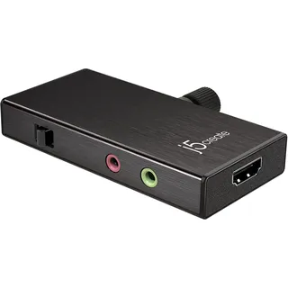 j5create Live-Videoaufnahmekarte | HDMI zu USB-C, unterstützt 1080p 60FPS Video- und Audioaufzeichnung, Stromversorgung 60W (JVA02)