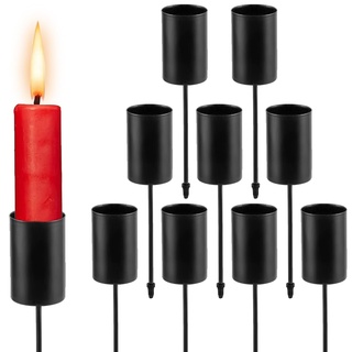 10 Stück Adventskranz Kerzenhalter 2.5CM,Adventskerzenhalter Metall,Kerzenhalter Stumpenkerzen,Stabkerze Kranz zum Stecken,Retro Stabkerzenhalter,Schwarzen Kerzenhaltern,kerzenhalter mit kurzem