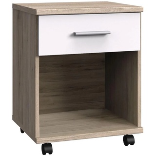 Carryhome ROLLCONTAINER Weiß, Eiche San Remo