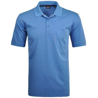 RAGMAN Herren Poloshirt - Oberteil, Softknit-Polo, Baumwollmischung, Brusttasche, Knopfleiste, kurz, einfarbig Hellblau 3XL