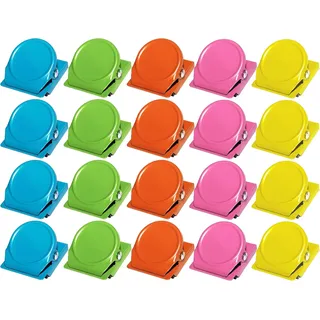 Lostwry Magnetische Clips, 20 Stück, Magnetklammern aus Metall, Kühlschrankmagnet, Clips für Whiteboard, Magnet, Memo, Note, Metallclip, für Büro zu Hause und Schule (5 Farben)