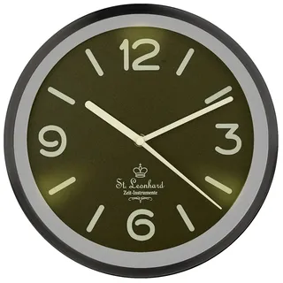 St. Leonhard Beleuchtete Uhr: Edelstahl-Funk-Wanduhr, Zifferblatt-Beleuchtung & Lichtsensor, schwarz (Wanduhr beleuchtetes Ziffernblatt, Beleuchtete Uhren Wohnzimmer, Anzeige)