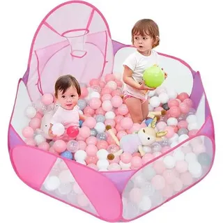 Bällegrube Spielzelt Basketballkorb Laufstall 120cm Rosa Lila