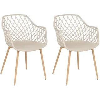 Beliani Esszimmerstuhl Nashua Kunststoff beige 2er Set