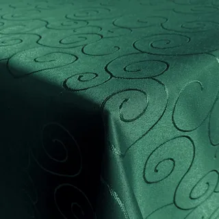 Tischdecke Hochwertig Tischdecken Stofftischdecke Tischtuch Ornamente grüne Tafeldecke Bügelarm Seidenglanz schnelltrocknend Bügelfrei Flaschengrün Eckig 130x160cm