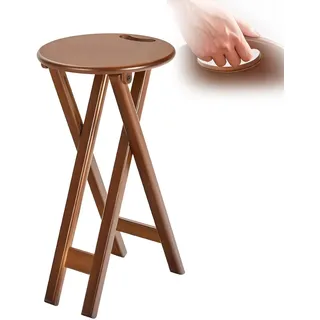 XQJLBZA Ohne Lehne klappbarer Bambus-Barhocker für Erwachsene, Runder Küchen Tresenhocker mit Griff, Sitzhöhe 60 cm Esszimmerstuhl