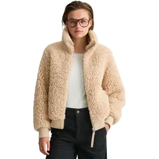 Outdoorjacke MARC O'POLO DENIM "aus weichem Curly-Plüsch", Damen, Gr. XL, sandpaper, Obermaterial: 100% Polyester. Futter: 100% Polyester, unifarben, regular fit, Rippbündchen, Jacken Outdoorjacke
