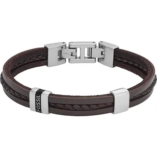 Fossil Herren Armband Edelstahl Leder braun JF04133040 Größe 21 cm