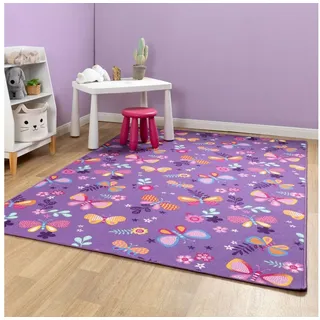 Steffensmeier Kinderteppich Sophia, Rechteckig, Schmetterlinge, Kinderzimmer lila Rechteckig | 200 cm x 300 cm