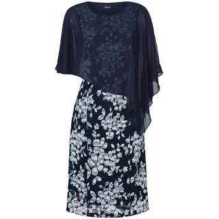 GOLDNER Chiffonkleid Etuikleid Blau/Weiß 38