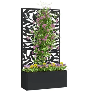 Outsunny Hochbeet Pflanzkasten mit Sichtschutz Metall 61 x 23 x 113cm