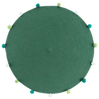 Douceur d'intérieur Kinderteppich Kinderteppich mit Pompons POMPOMPARTY, rund, Ø 90 cm grün