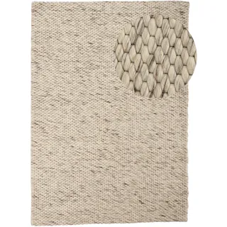 Wollteppich CARPETFINE "Sina" Teppiche Gr. B/L: 120 cm x 170 cm, 14 mm, 1 St., beige (dunkelbeige) Schurwollteppiche Handweb Teppich, reine Wolle, meliert, handgewebt, weich & kuschelig
