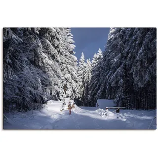 Leinwandbild ARTLAND "Winter im Thüringer Wald II" Bilder Gr. B/H: 60 cm x 40 cm, Waldbilder Querformat, 1 St., blau Leinwandbilder auf Keilrahmen gespannt