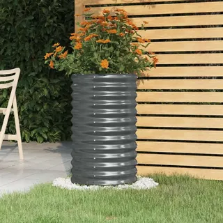 ACAGALA Pflanzkübel Metall 40x40x68 cm, Hochbeet aus Verzinkter Stahl Anthrazit, Blumenkübel Rund Pflanzbeet Blumenbeet Frühbeet Gartenbeet mit Blumenkasten für Gemüse Obst Kräuter & Blumen