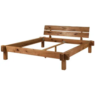 Balkenbett Einzelbett Holzbett 140x200 Bett Gestell Eiche Holz massiv Massivholz