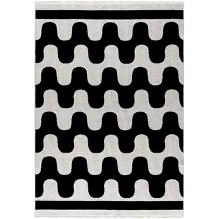 mazovia Designer-Teppich 120 x 170 cm Schwarz/Weiß