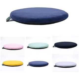 ZIBENE Stuhlkissen 2er Set Rund, Memory Foam Sitzkissen 40cm für EsszimmerstüHle, KüChenstuhl Sitzkissen Waschbar, Atmungsaktiv und Hautfreundlich PlüSchbezug Ohne BäNder Dunkelblau