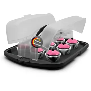 BigDean Kuchen Transportbox XL rechteckig in Anthrazit – Muffin Transportbox Made in Germany