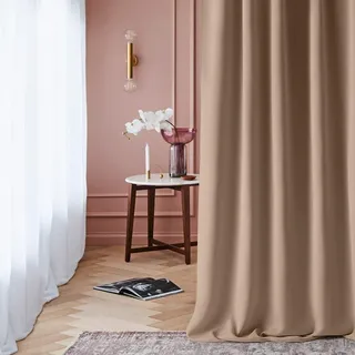 ROOM99 Vorhang mit Ösen Laurel 140 x 250 cm Beige, 1 Stück | Verdunkelung Blickdicht Schiebegardinen Curtain Wohnzimmer Schlafzimmer