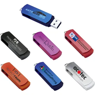25 Stück Trendiger 4GB USB Stick REFLECTS ARAUCA mit Logo-Druck 5c-Digitaldruck 51814 Farben Bedruckt inkl. Druck, Mehrfarbig (blau)